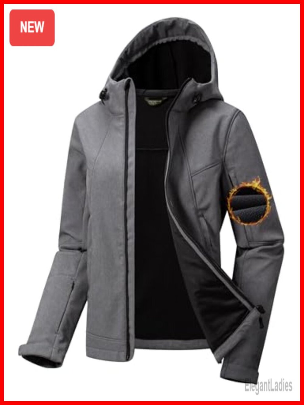 Waterproof Softshell Jacket Fleece Lined Hooded Windproof Rain Jacket